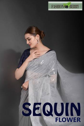 Sequin Flower By Fashion Berry Designer Partywear Saree Collection